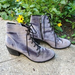Grey velvet booties
